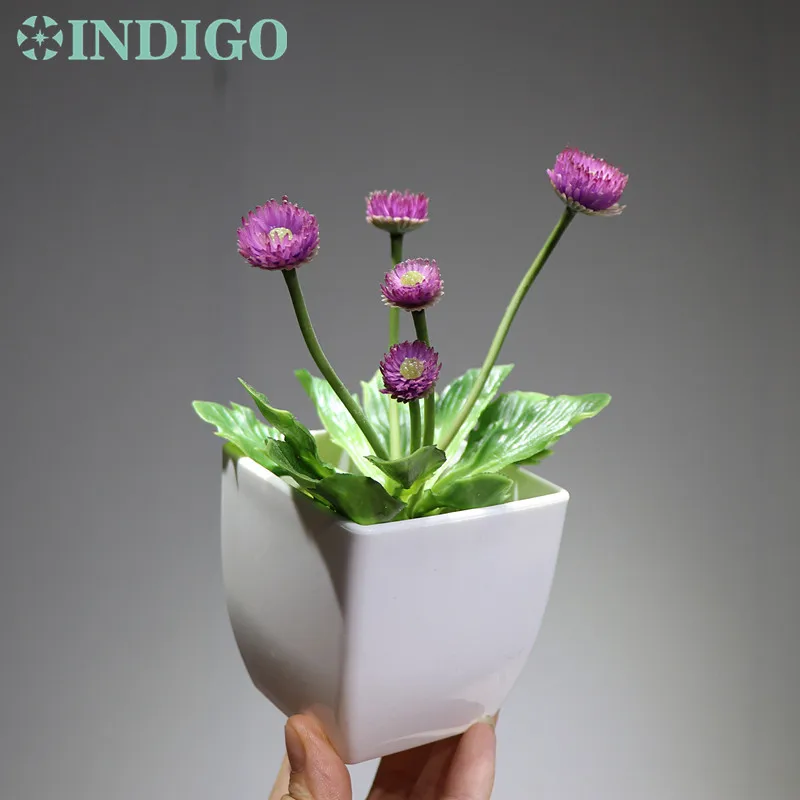 Индиго желтый одуванчик искусственная кожа с вазой пластиковый бонсай украшение