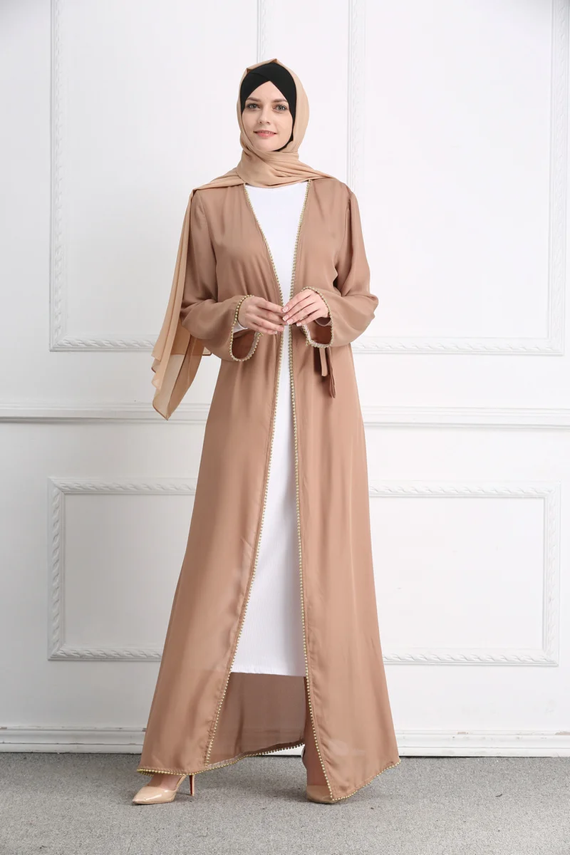 Женское платье с бисером Дубай мусульманское кардиган абайя длинное вечерние