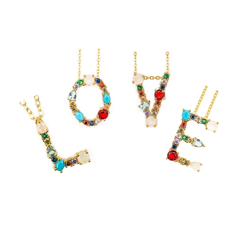 A Z буквы бриллиантовые цветные ожерелья с подвеской кулоном для женщин декор