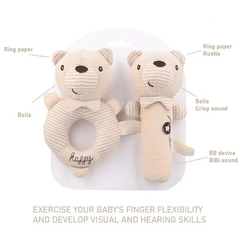 

Newborn Baby Toys 0-12 Months Cartoon Animal Baby Plush Soft Rattle Handbells Early Educational Toys interactive toys for kids