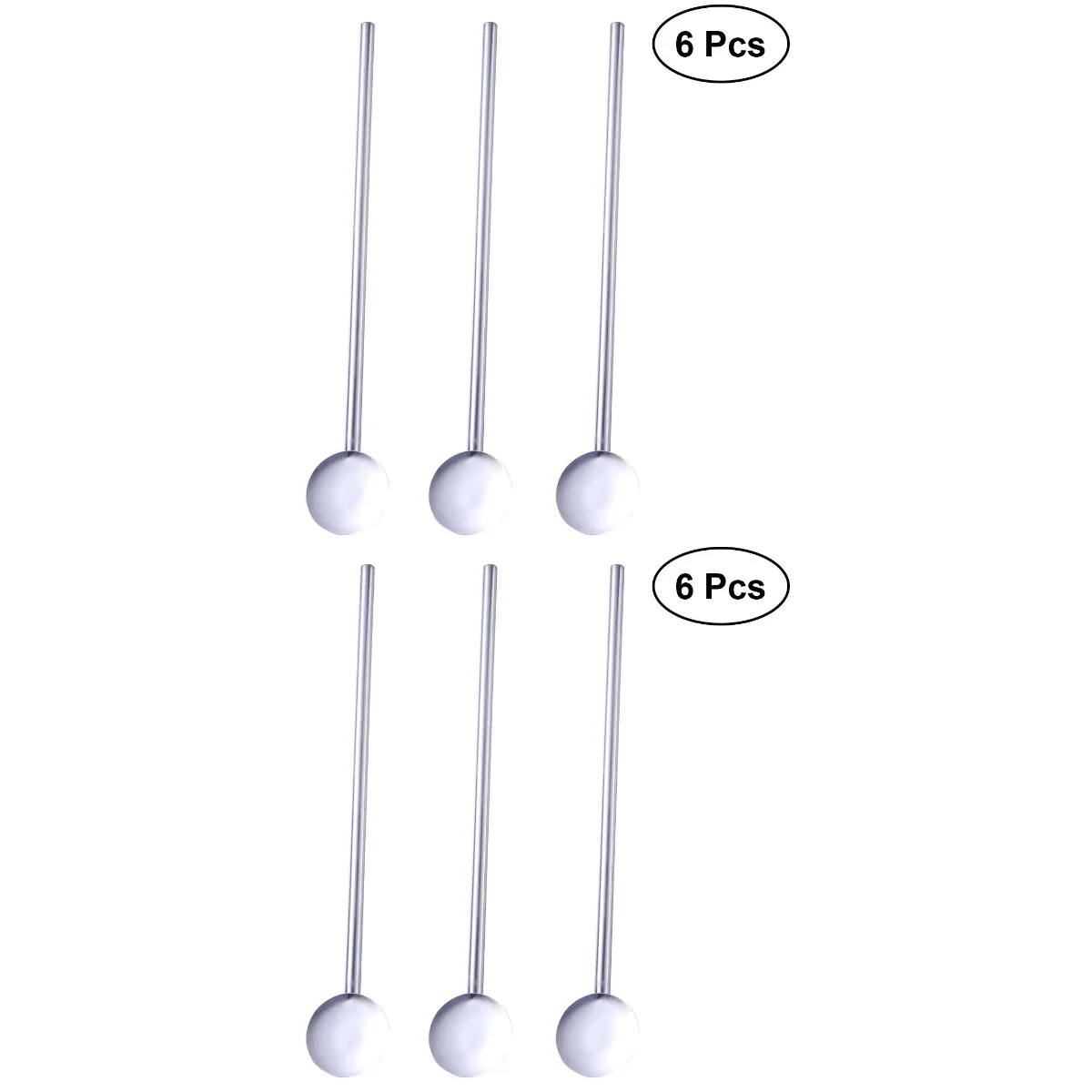 12 Pcs /Pack Stainless Steel Round Shape Metal Drinking Spoon Straw Reusable Straws Cocktail Spoons Set | Дом и сад