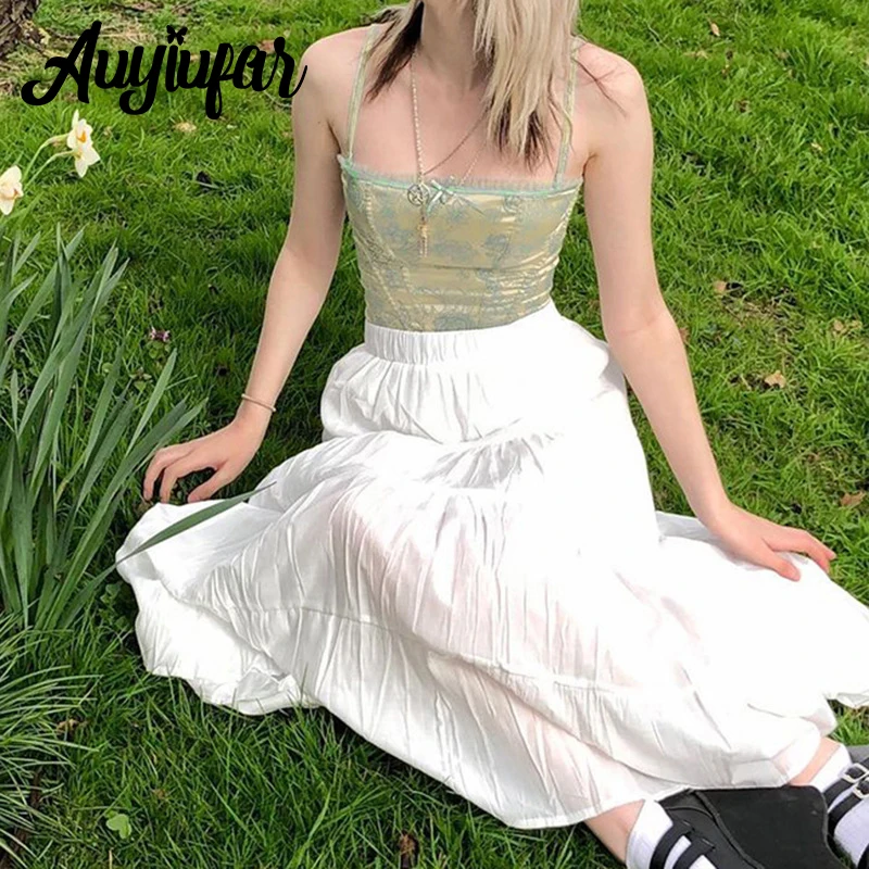 

Auyiufar Fairycore Pattern Lace Sexy Camisole Y2k Sleeveless Cute Aesthetic Cottagecore Summer Slim Top Bow Elfcore Women Outfit