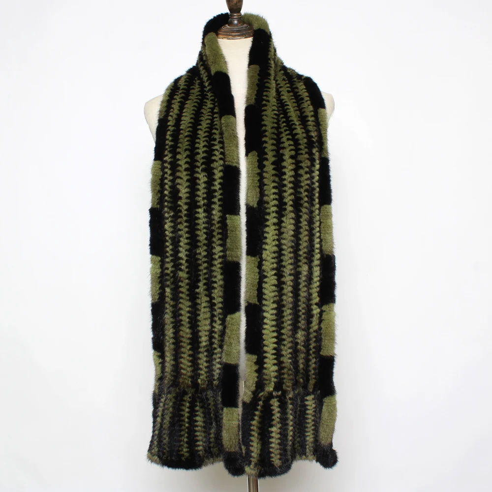 Шарф женский из натурального меха норки зимний теплый длинный |