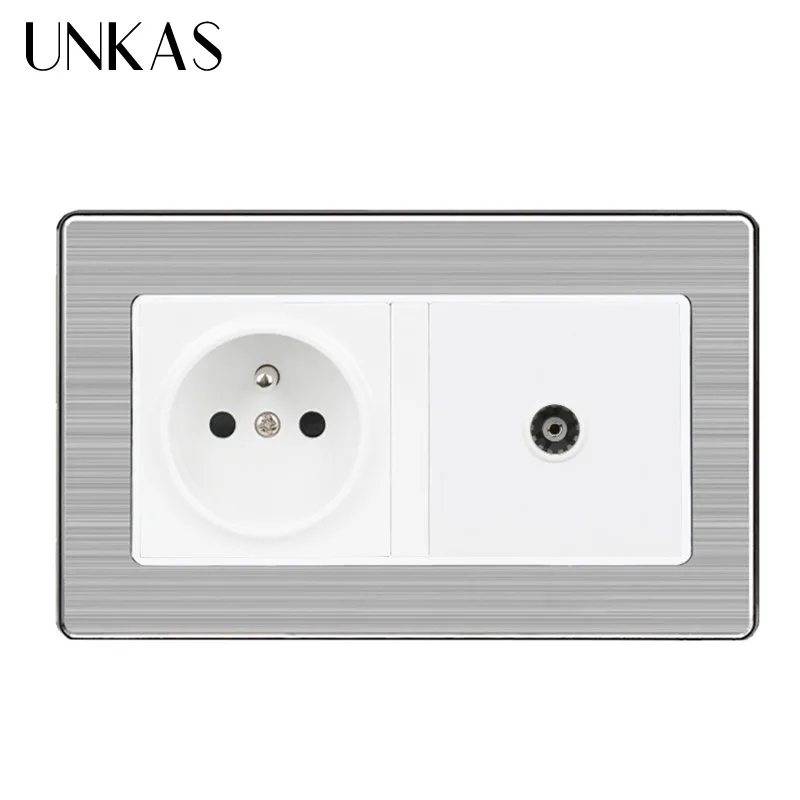 Французская стандартная настенная розетка UNKAS с заземлением 16 А + Женская ТВ из