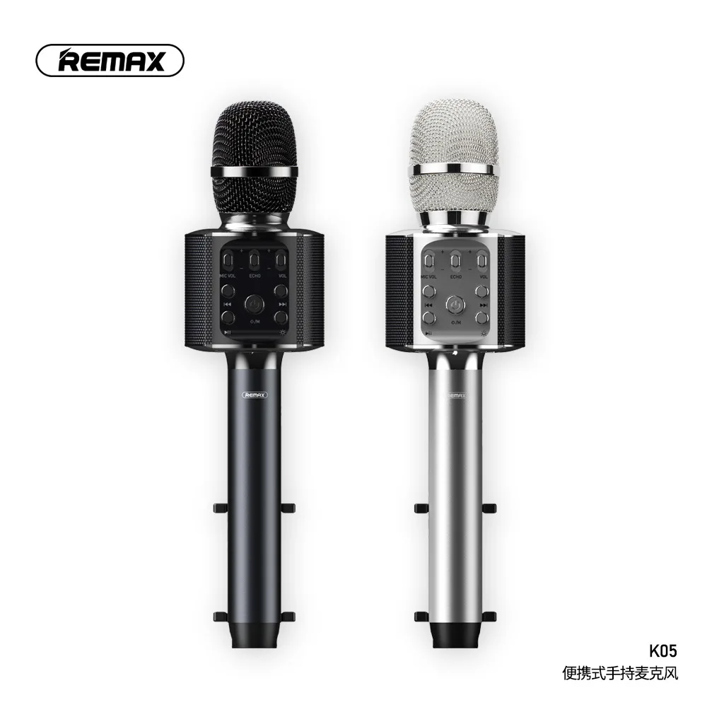 저렴한 REMAX 무선 노래방 마이크 K05, 휴대용 미니 블루투스 홈 KTV 음악 플레이어 및 노래 스피커 플레이어