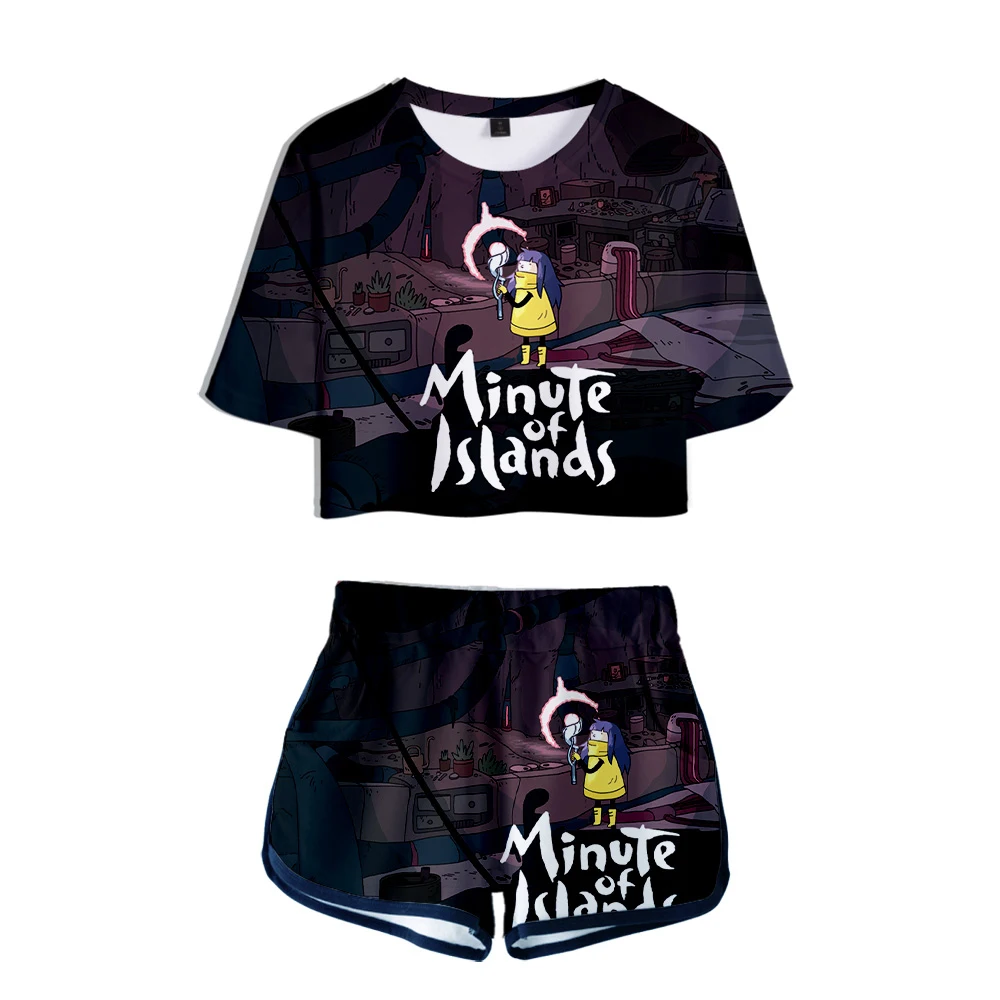 

Минута острова в стиле «хип-хоп» с графическим принтом комплект из 2 предметов Kawaii женские костюм для девочки; Модная повседневная Уличная о...