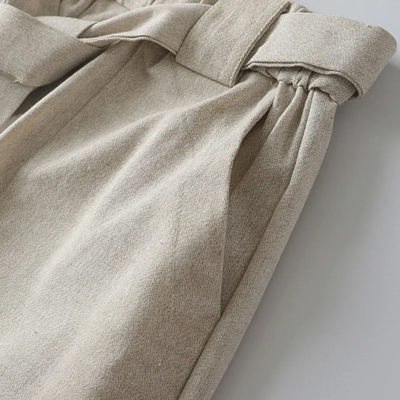 

Autumn Summer Plus size pants men 5XL 6XL Waist 135cm Cotton linen Loose trousers men 4 colors