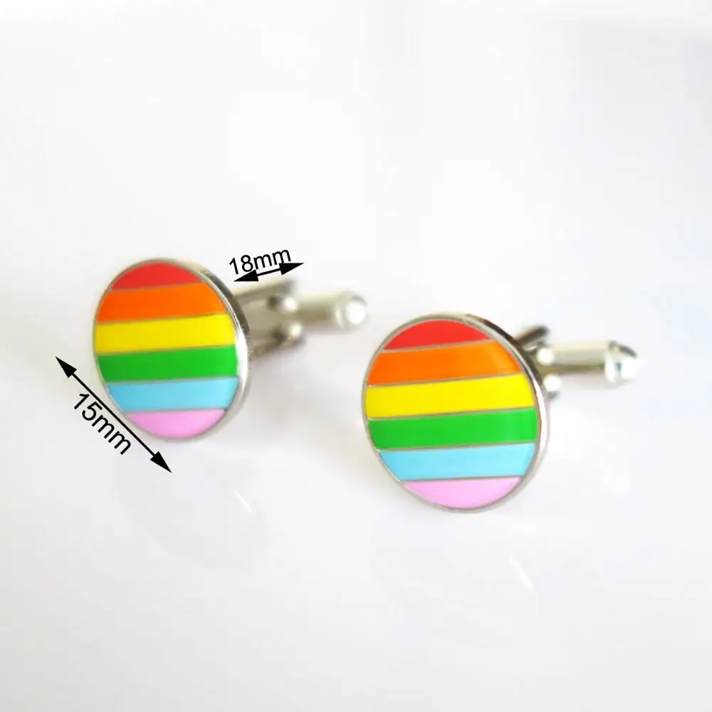 Металлические круглые запонки для геев радужные цвета 15 мм | Дом и сад