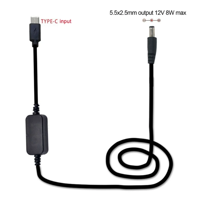 

Type C USB C 5V to 12V 8W 5.5x2.5mm Conveter Boost Voltage Power Supply Cable for Wifi Router LED Strip Light and more
