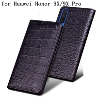 luxury cow leather phone skin cover for huawei honor 9x case crocodile genuine cases for huawei honor 9x pro fundas skins bag
