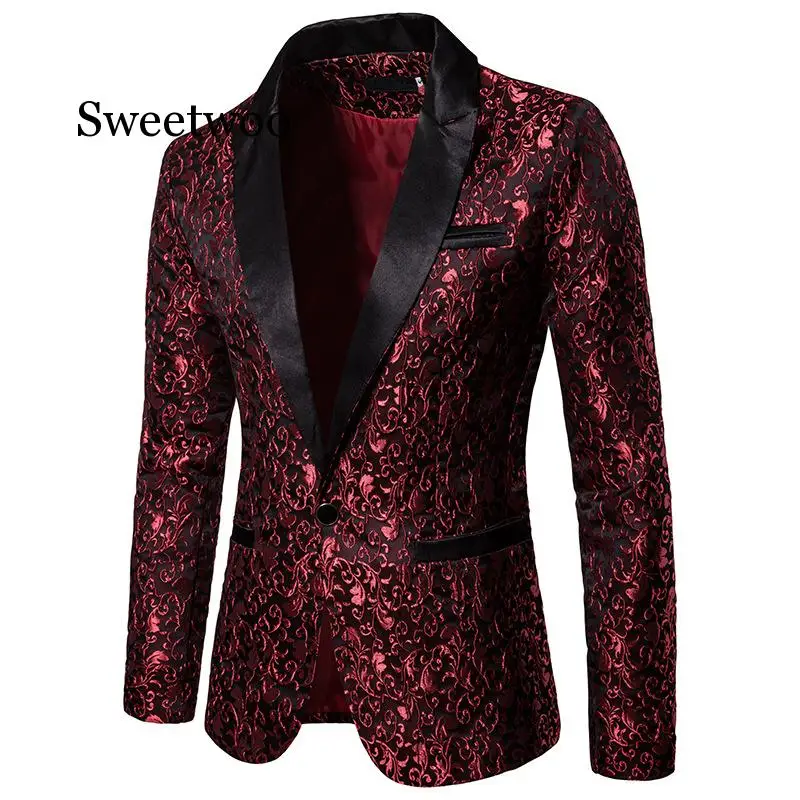 

Men's Lapel Suit Stylish Luxury Casual Vintage Notched Blazer Fashion Embroidery Long Sleeve Single Button Coat Suit Jacket