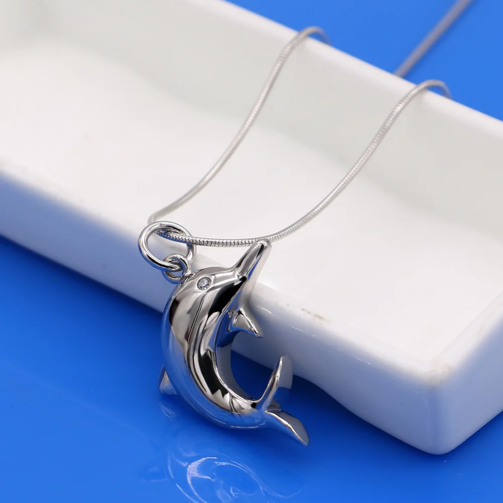 Dolphin pendant &amp necklace 925 sterling silver men women fashion jewelry new Cute animal accessories | Украшения и аксессуары