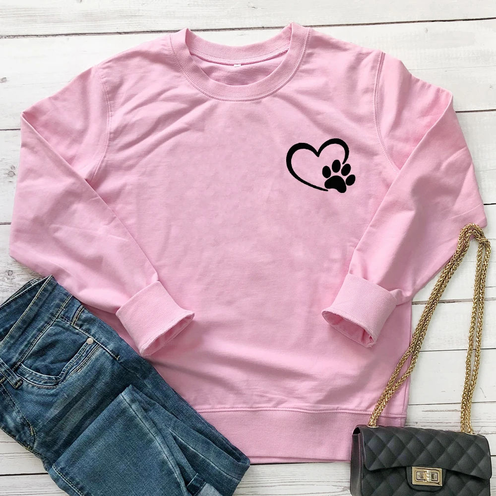 Милый свитшот с принтом собачьей лапы и карманом забавные 90s подарочные пуловеры