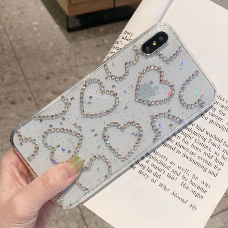 

Ransparent Glitter for Iphone 11 Case for Iphone 12 Pro Max Case Iphone Xr Love 7 8 Plus X XS MAX 12 Mini Protective Back Cover