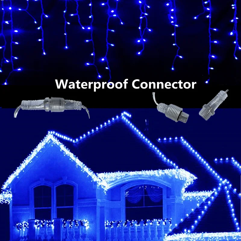 

3m-35m Christmas Garland LED Curtain Icicle Festoon Light 220V Droop 0.3-0.5m Mall Eaves Garden House Outdoor Decorative Lights