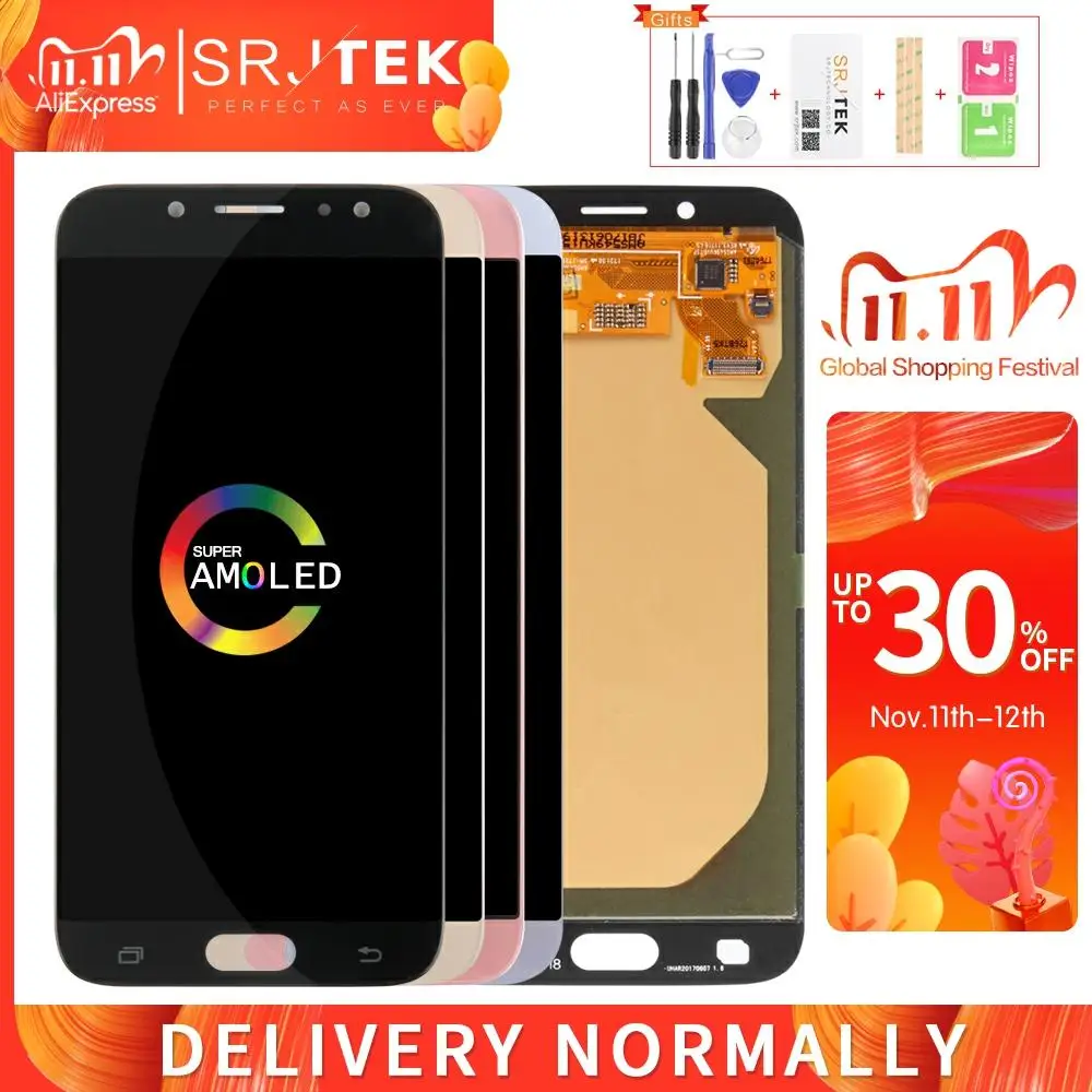 Srjtek AMOLED для SAMSUNG Galaxy ЖК дисплей J7 Pro сенсорный экран с дигитайзером сенсорная