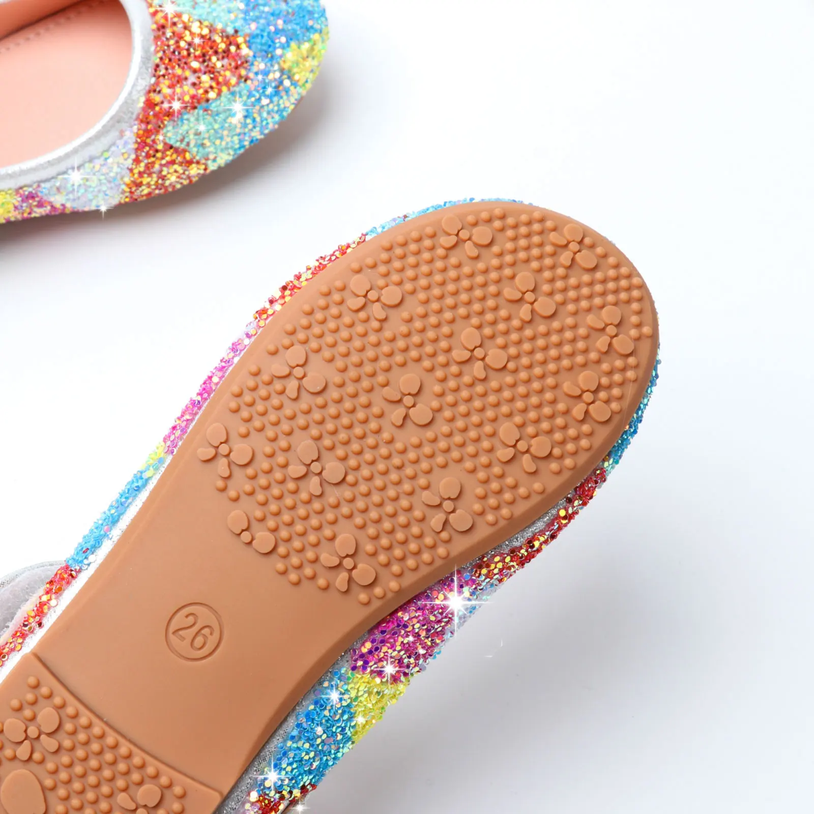 

Kid Girls Rainbow Sequin Shoes Round Toe Flats Princess Shoes Children Glitter Holiday Shoes Wedding Birthday Party Formal Flats