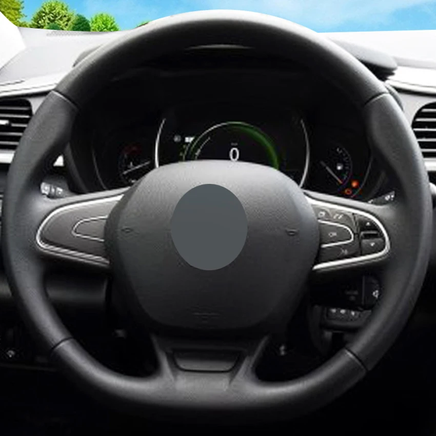 MEWANT Black Genuine Leather Car Steering Wheel Cover for Renault Kadjar 2015-2019 Koleos 2017-2019 Megane 2016-2019 Accessories |