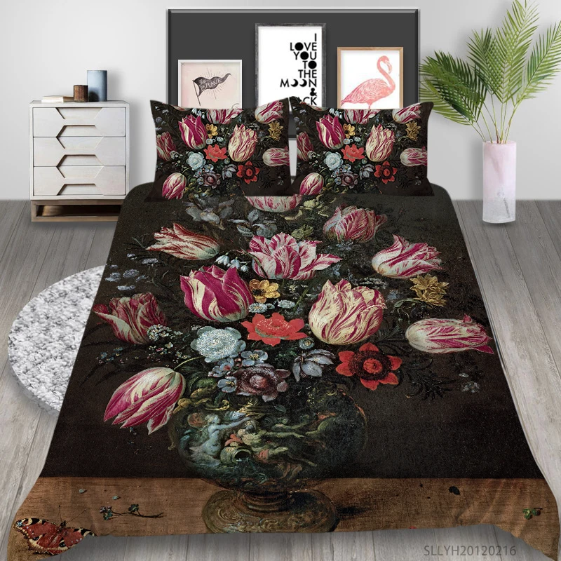 

Oil Painting Design Duvet Cover Set Queen Bedding Set Soft Cool Modern Bed Set Teen Girl Child Bedroom Decoration Dropship