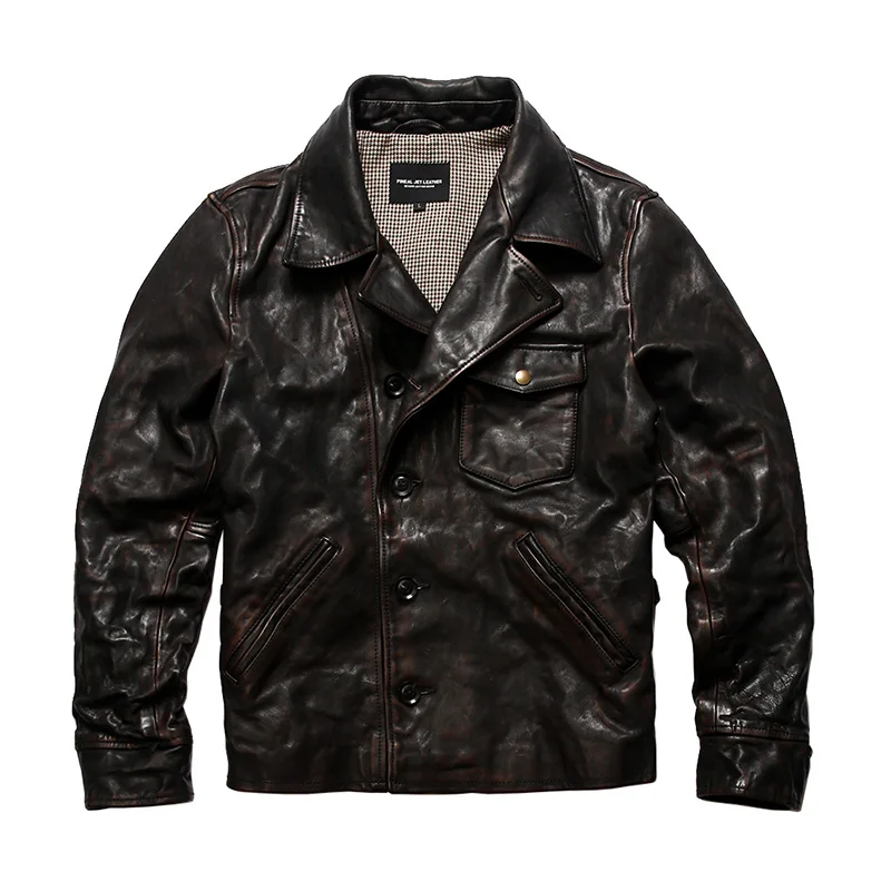 

size Description! Asian XX Read super top quality genuine horse leather jacket slim classic horsehide stylish rider jacket