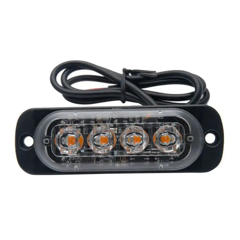 

4Led Strobe Warning Light Strobe Grille Flashing Lightbar Truck Car Amber Lamp G99F