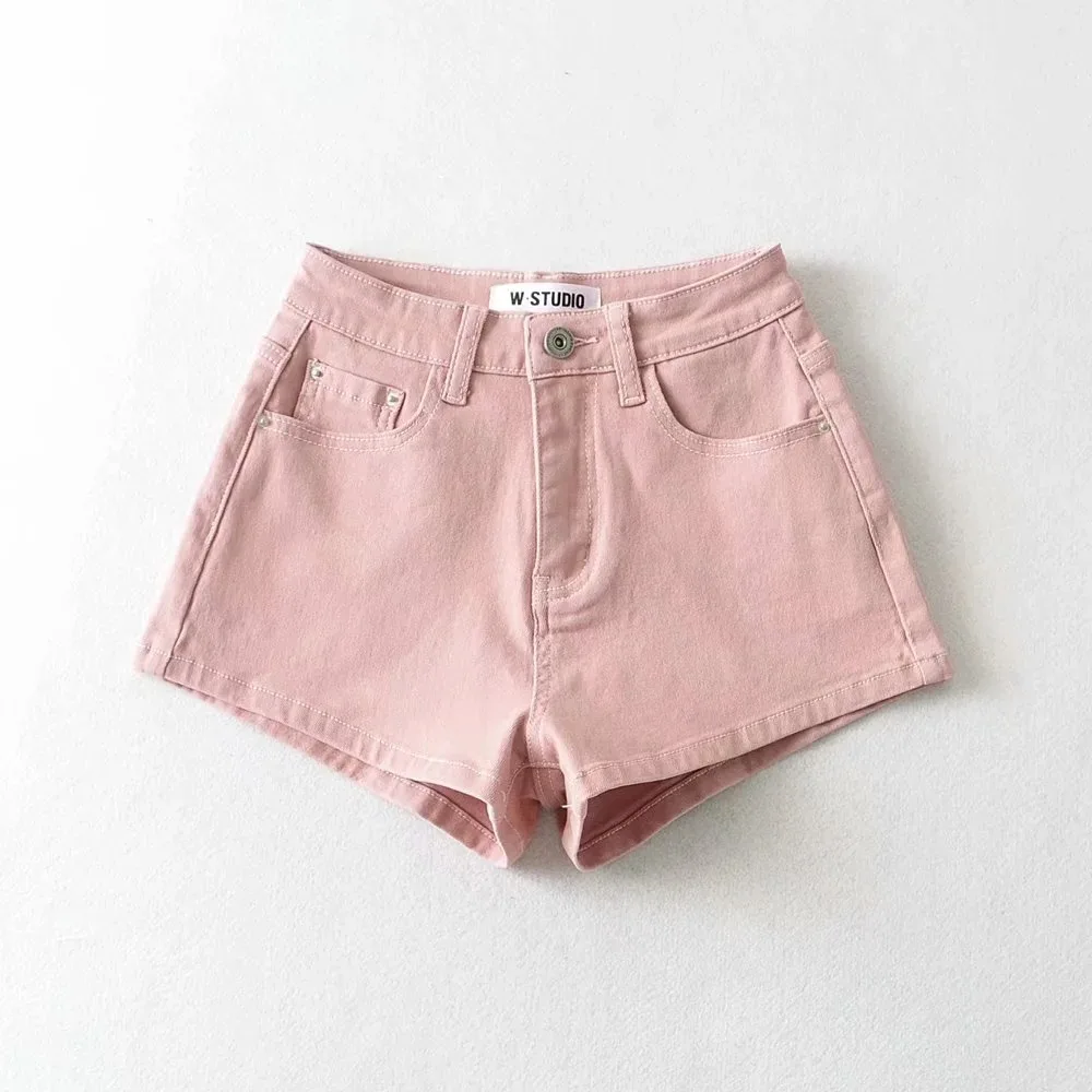 

Denim Shorts Women's Black White Women Short Jeans Khaki Wide Leg Elastic Slim Vintage High Waist Stretch Shorts Women Summer