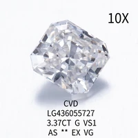 3 37ct radiant lab grown cvd diamond g color vs1 clarity igi certificate