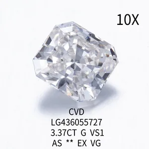 Image for 3.37ct  Radiant Lab Grown CVD Diamond G Color VS1  