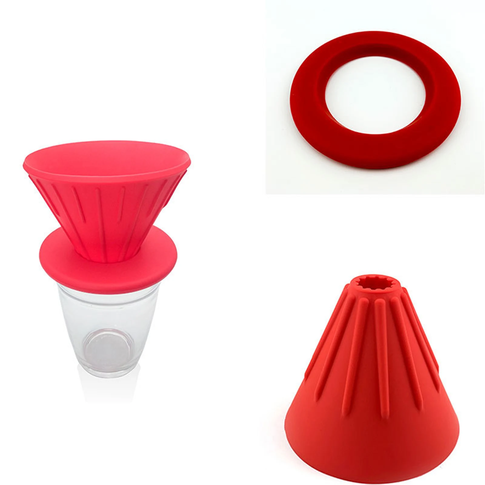 

Hand Coffee Funnel Reusable Silicone Coffee Filter Cup Home Kitchen For Travel BV789