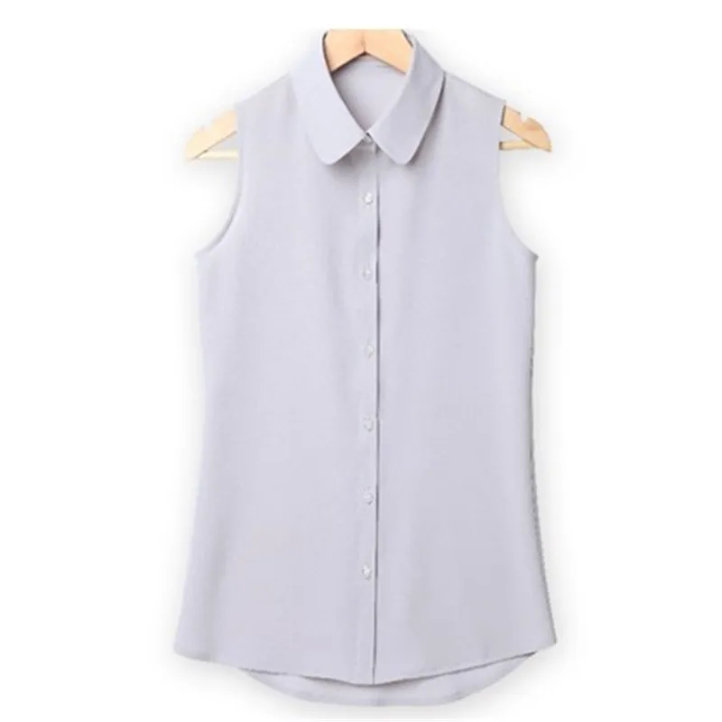 Camisa Blusas Femininas Топы женские летние без рукавов шифон рубашки блузки белая блузка