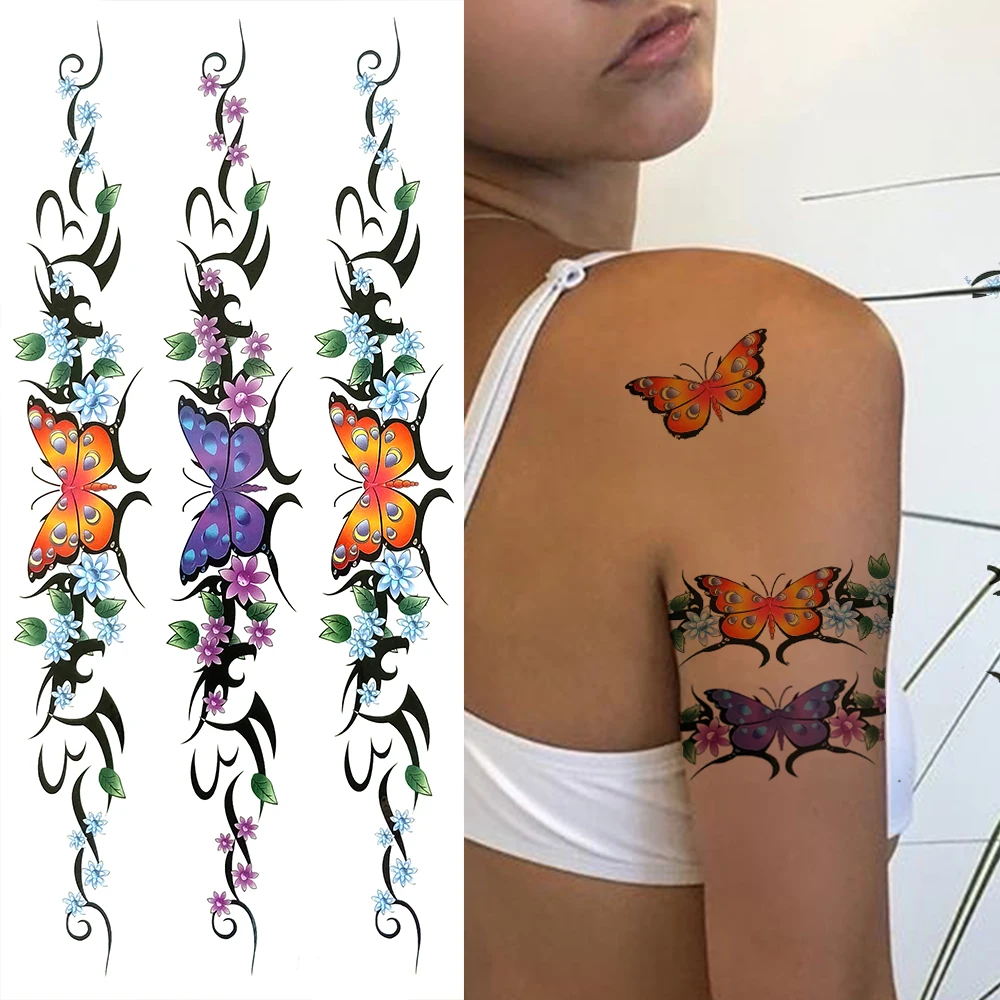 Шипы цветы временные татуировки для женщин мужчин взрослые искусственные