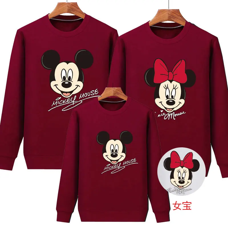 

Disney big head Mickey clothes parent-child dress Minnie mother and daughter round neck long sleeve sweater mommy and me outfits