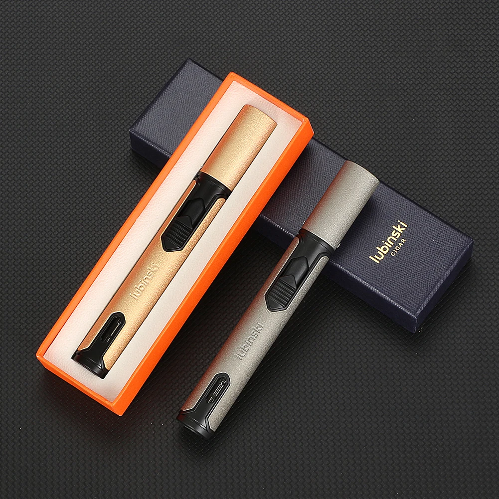 

LUBINSKI Зажигалка для сигар, газовая новая необычная зажигалка, аксессуары для курения, металлическая струйная Бутановая Зажигалка