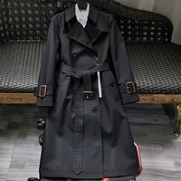 fashion trench coat spring autumn winter classic waterproof black coat 2021 high quality british outerwear medium length new