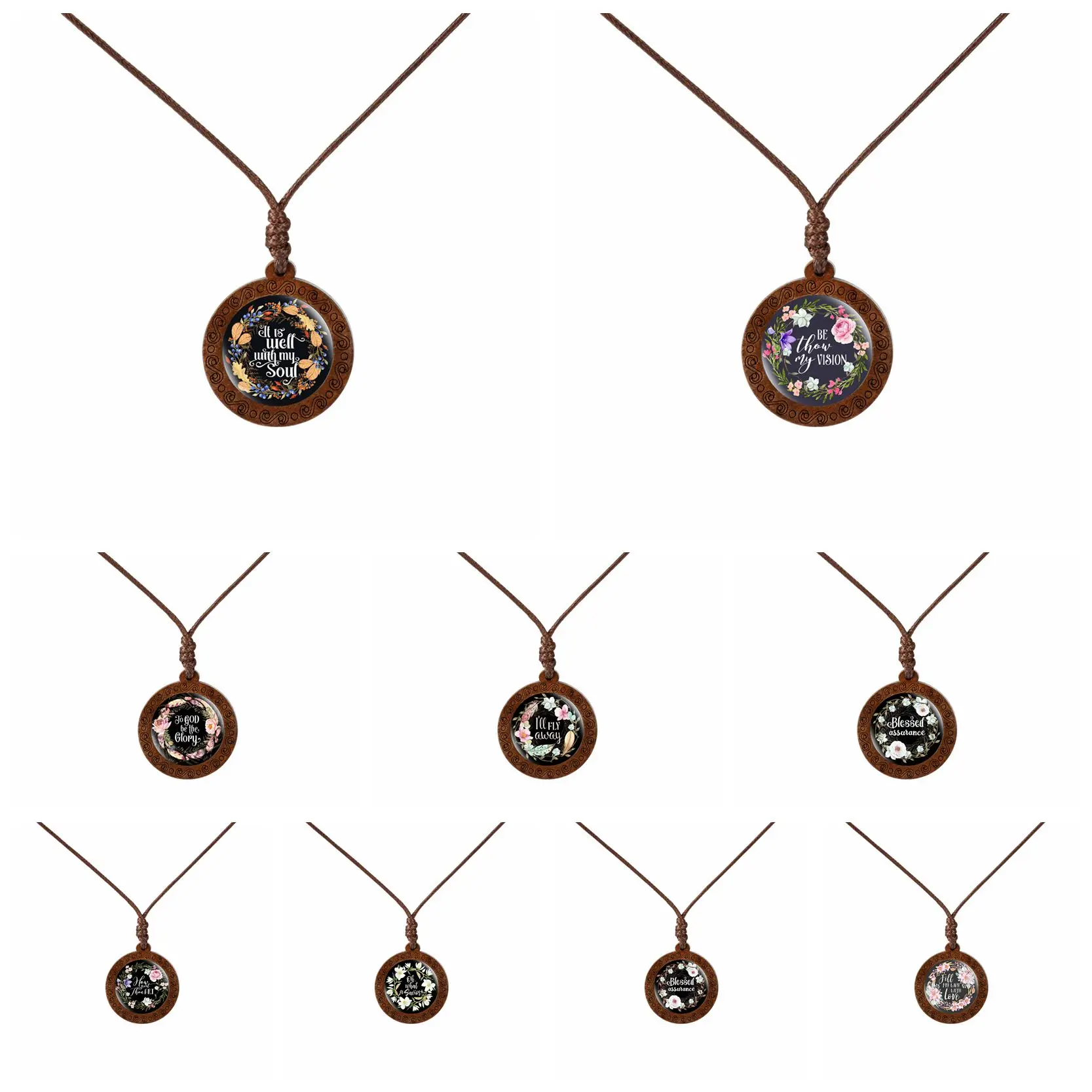 Деревянное ожерелье с надписью It Is Well with My Soul|Ожерелья подвеской| |