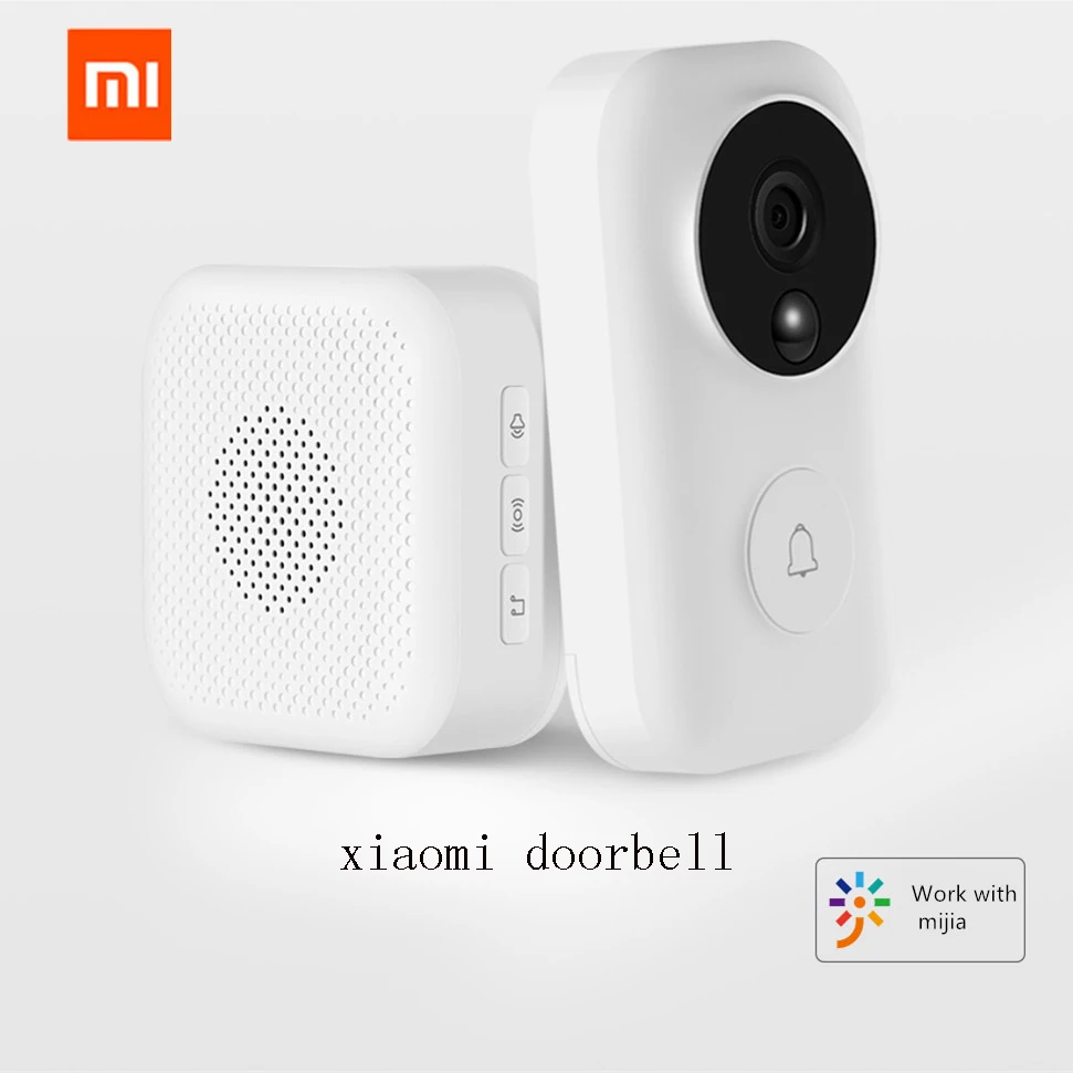 doorbell and bell Xiaomi Zero AI распознавание лица 720P ИК ночного видения видео дверной звонок набор обнаружения движения SMS Push домофон Облачное хранилище - Цвет: doorbell and bell