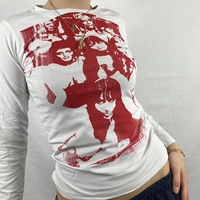 graphic print t shirt women tops y2k long sleeve baby tee indie aesthetic sexy o neck punk style fairy grunge summer 2021 baddie