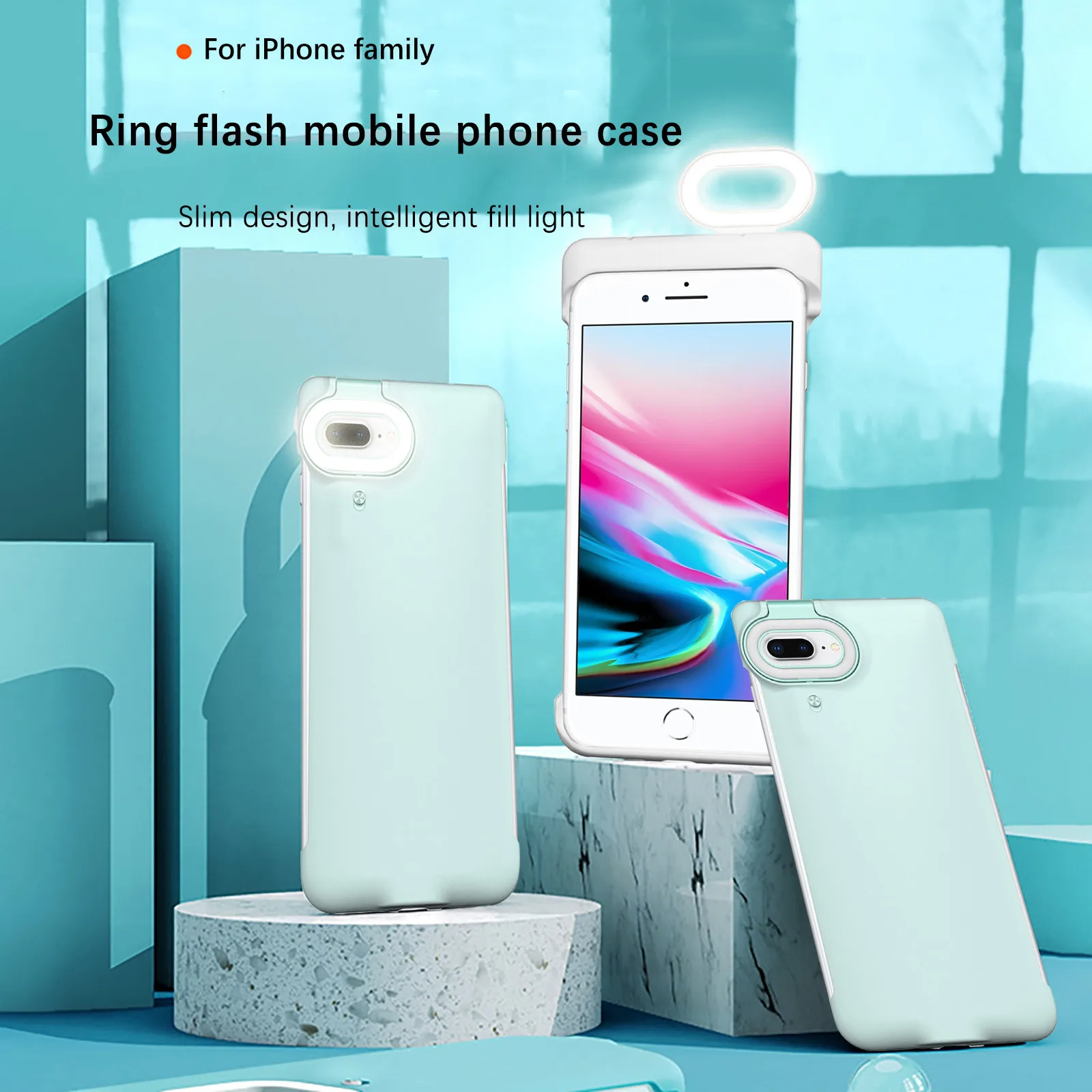 

New Phone Cover For Iphone8P 5.5 inch Led Fill-Light Mobile Phone Case With Selfie Ring Light Whitening Artifact
