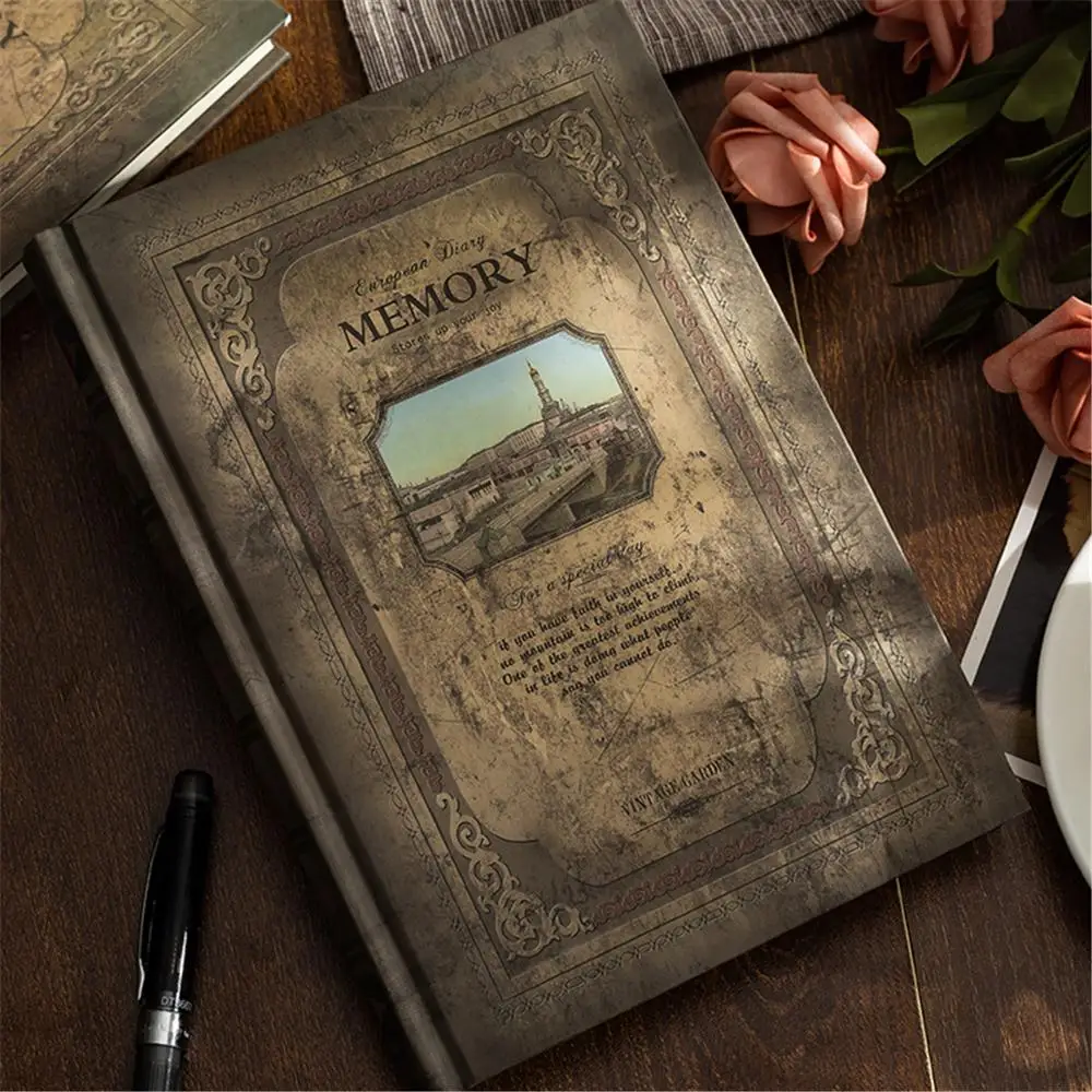 

Retro Notebook Journals for Travelers Creative Planner Vintage Pattern School T8DB