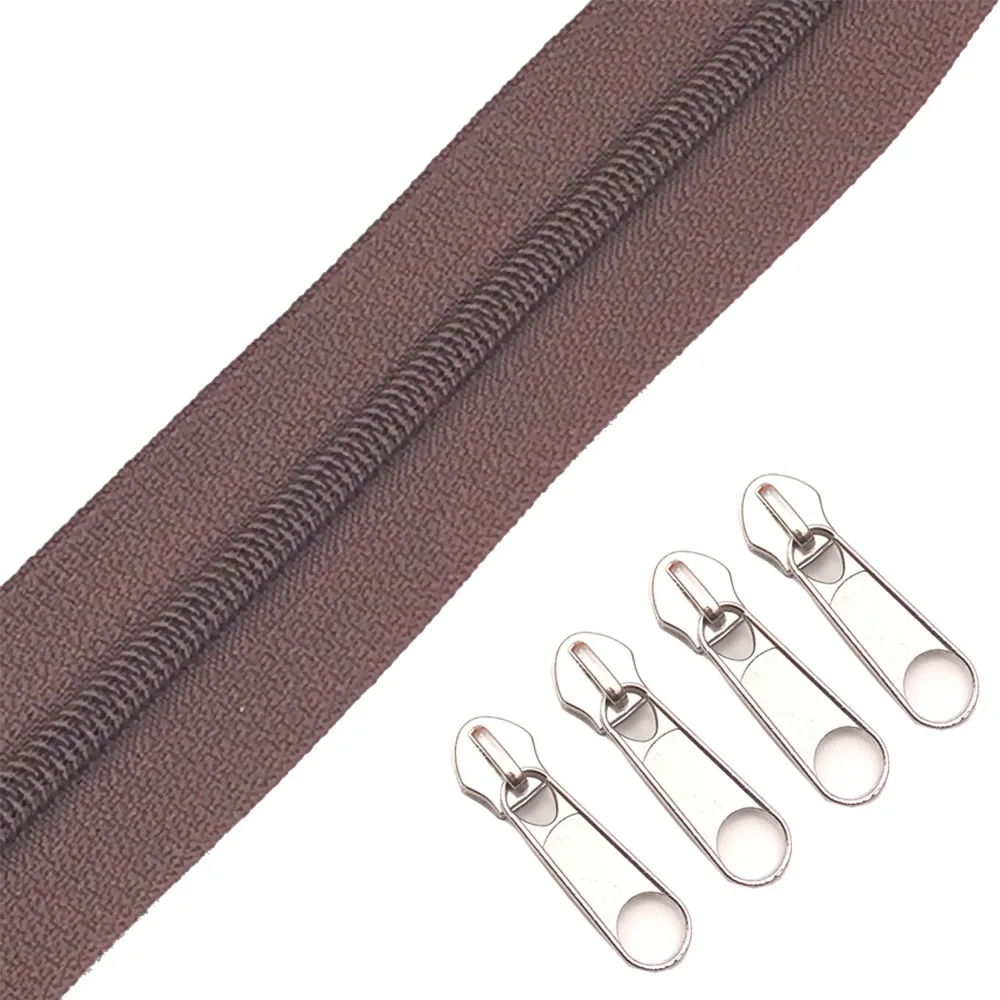 299 Seal Brown 3 м 3# нейлоновые катушки молнии навалом с 5 шт. молнии слайдер-для костюма, одежды, других рукоделия - Цвет: 299 Seal Brown