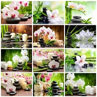 5d diy diamond painting cross stitch white flower embroidery mosaic full square round drill wall decor handcraft gift