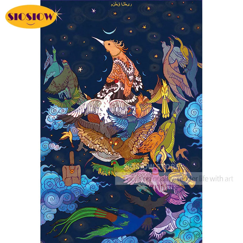 Full Drill 5D DIY Diamond Painting Japanese Ukiyoe Bird Phoenix Square 3D Daimond Mosaic Cross-stitch Kits Embroidery Decor Home | Дом и сад