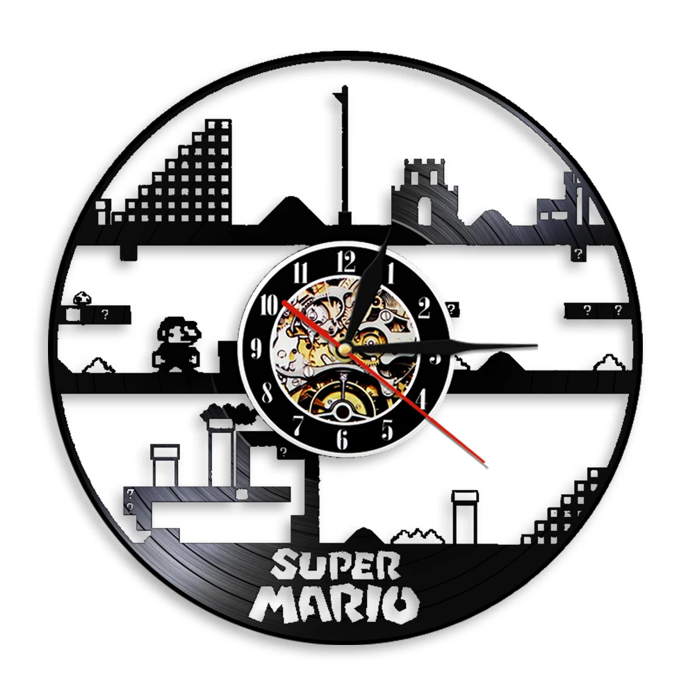 

Game Themed Decorative Vintage Wall Clock 12"Quartz Silent Vinyl Record Watches Video Game Hanging Decor For Bedroom Living Room