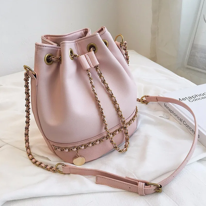 

Women Bag 2019 PU Leather Shoulder Bag Fashion Chain Bucket Bag Bolsa Feminina Luxury Handbags Women Bags Designer Bolsos Mujer