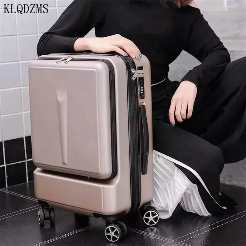KLQDZMS 20’’24 Inch Travel Suitcase On Wheels ABS Cabin Rolling Luggage With Laptop Bag Simple Style Box For Women Men