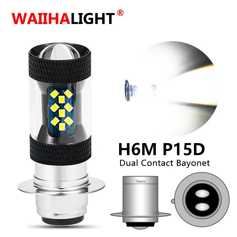 

1X H6M P15D LED Motorcycle Headlight H4 H6 BA20D Hi/Lo Beam Led Moto Motorbike HeadLamp Fog Bulb Super Bright 15W 4000LM 12v