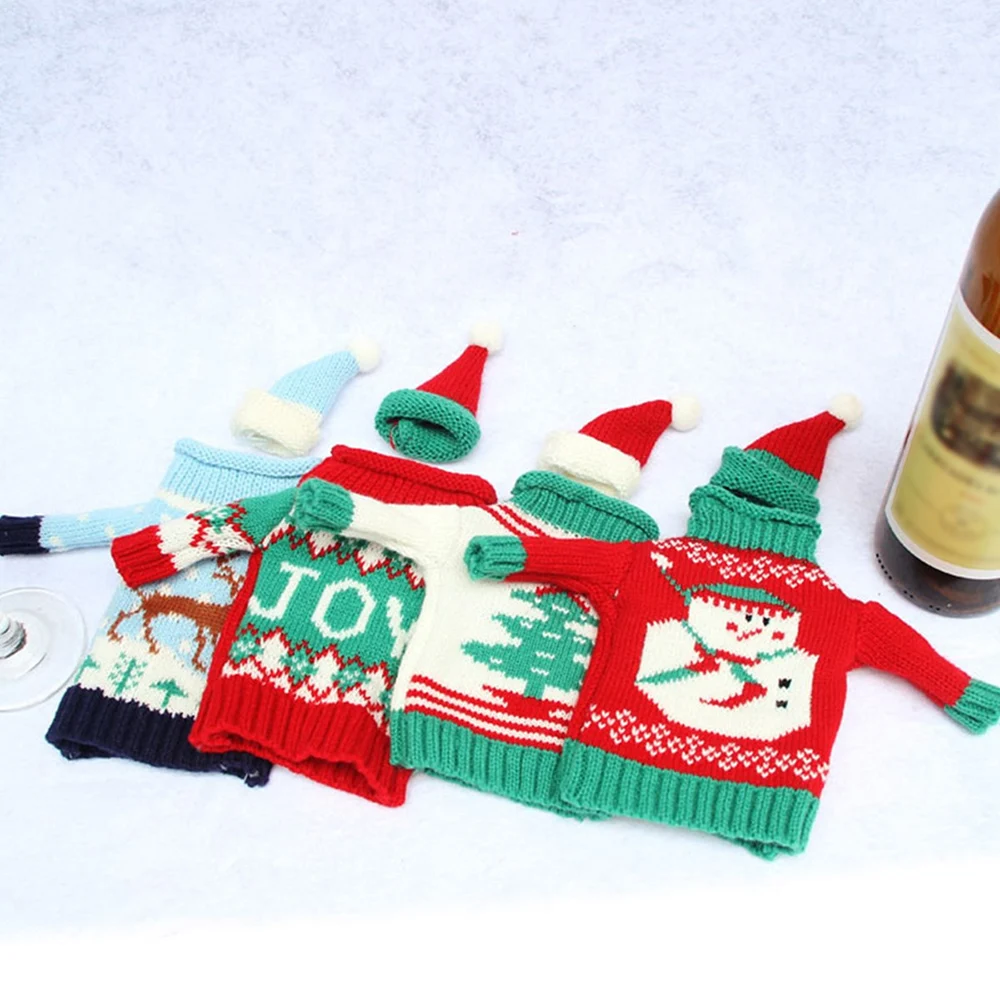 Рождественские украшения 2 шт./компл. чехол для винной бутылки вязаная шапка