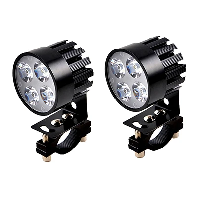 2pcs 4led-black Светодиодная передняя фара мотоцикла 12 В 20 Вт Led moto вспомогательное Вождение лампа скутер аксессуары противотуманные точечные светильники помощь лампа прожектор - Цвет: 2pcs 4led-black