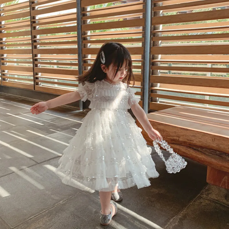 Летнее платье для девочек сетчатая пышная фатиновая юбка с изображением ангела