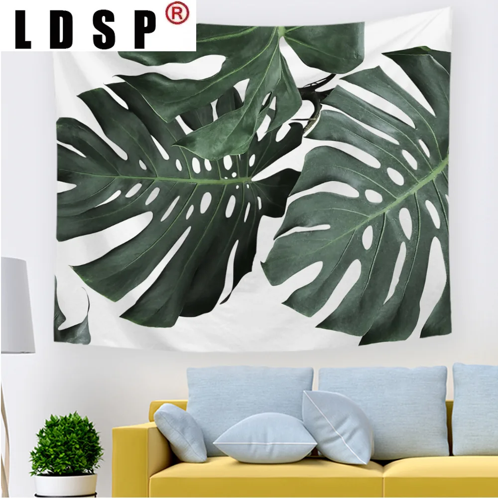 

LDSP Summer Green Plant Leaves Tapestry Wall Hanging Rug Background Cloth Beach Mat Blanket Art Bedroom Dorm Home Decor